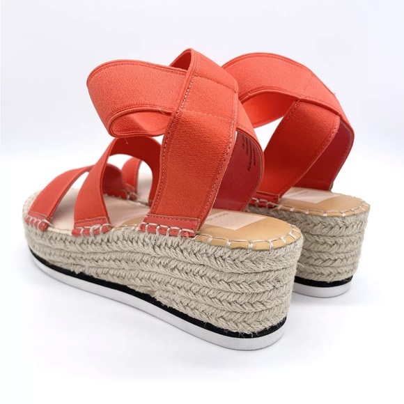 DOLCE VITA BRIGHT ORANGE PLATFORM ESPADRILLE ELASTIC STRAPS ANKLE STRAP 8.5M - Picture 7 of 10